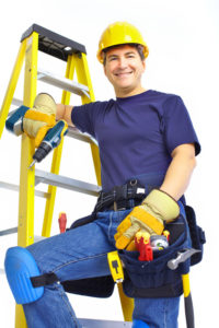 man working up a ladder