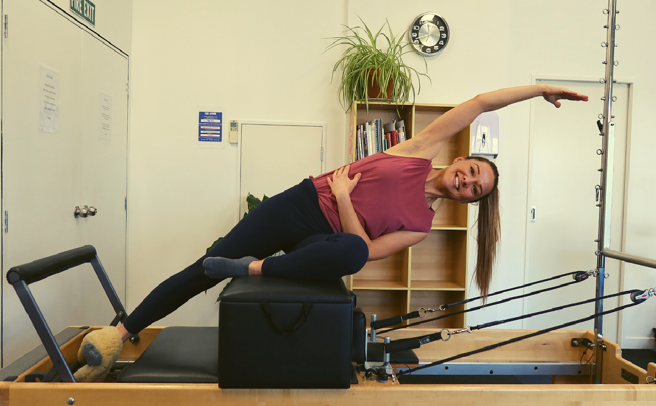 Marta on the reformer at Central Lakes Physio and Pilates